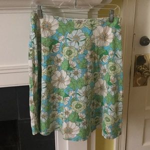 Gap Y2K Floral Print Seersucker Skirt A-Line Blue Green - Sz 6